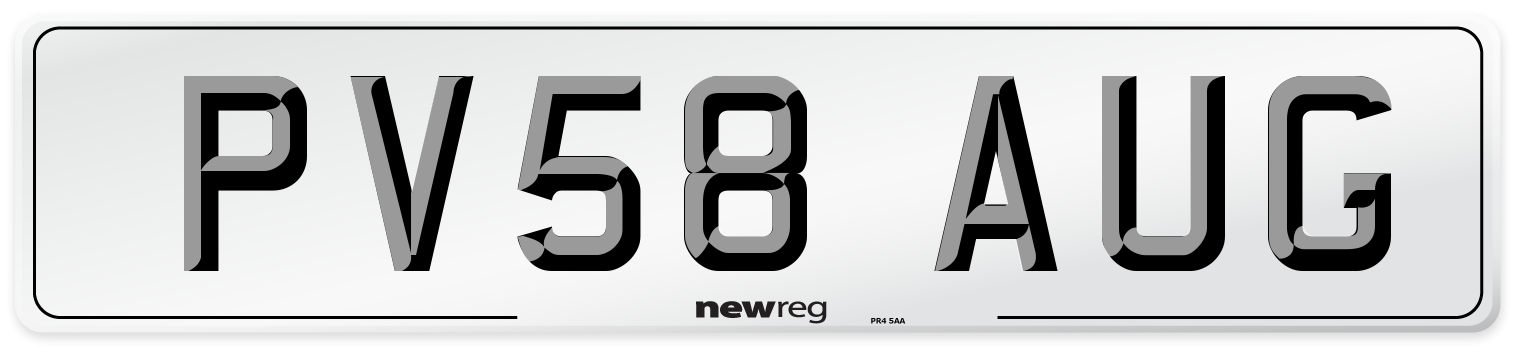 PV58 AUG Number Plate from New Reg